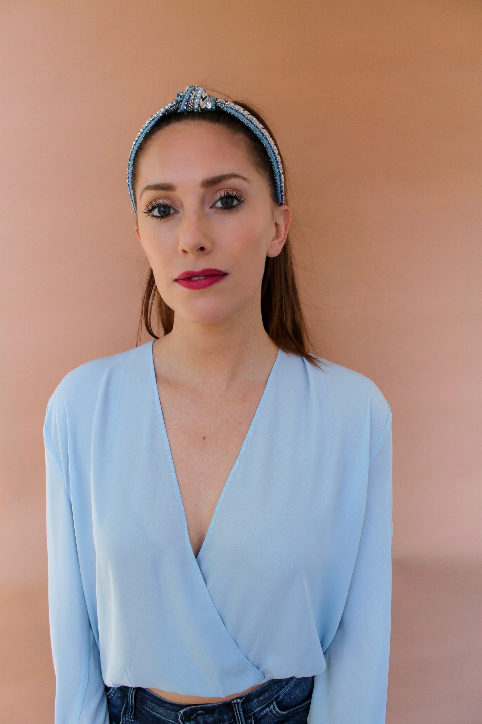 Knotted Embellished Headband | Blue-0