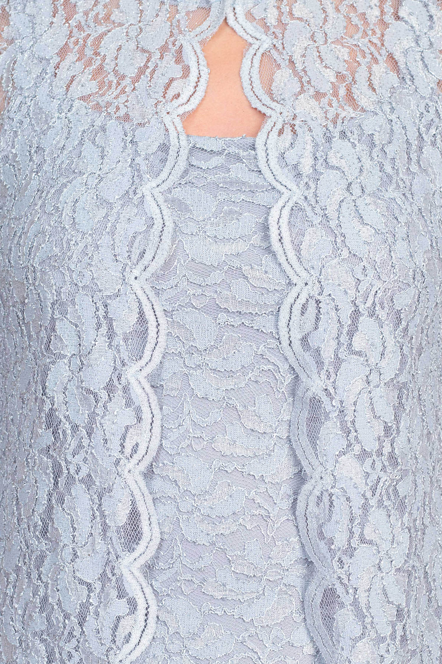 Marina Square Neck Sleeveless Sheath Zipper back with Matching 3/4 Sleeve Jacket Mesh Dress-4