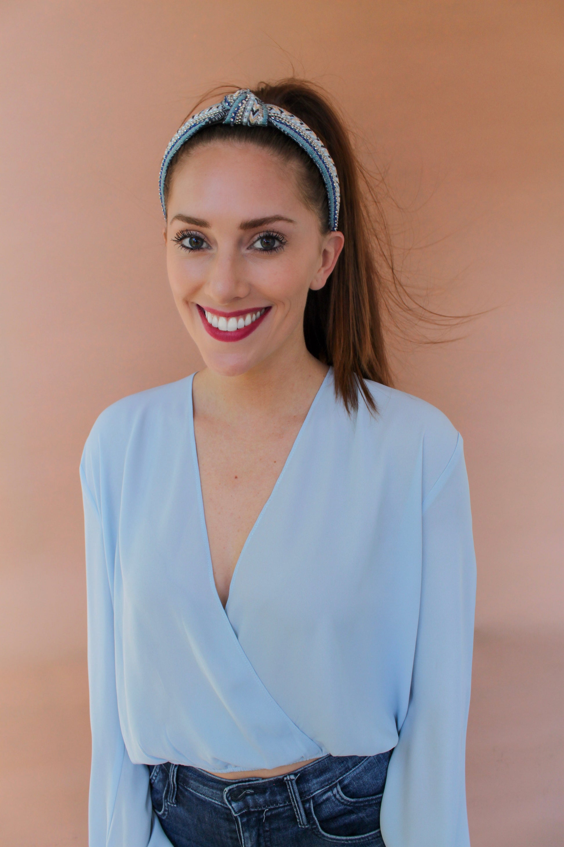 Knotted Embellished Headband | Blue-1