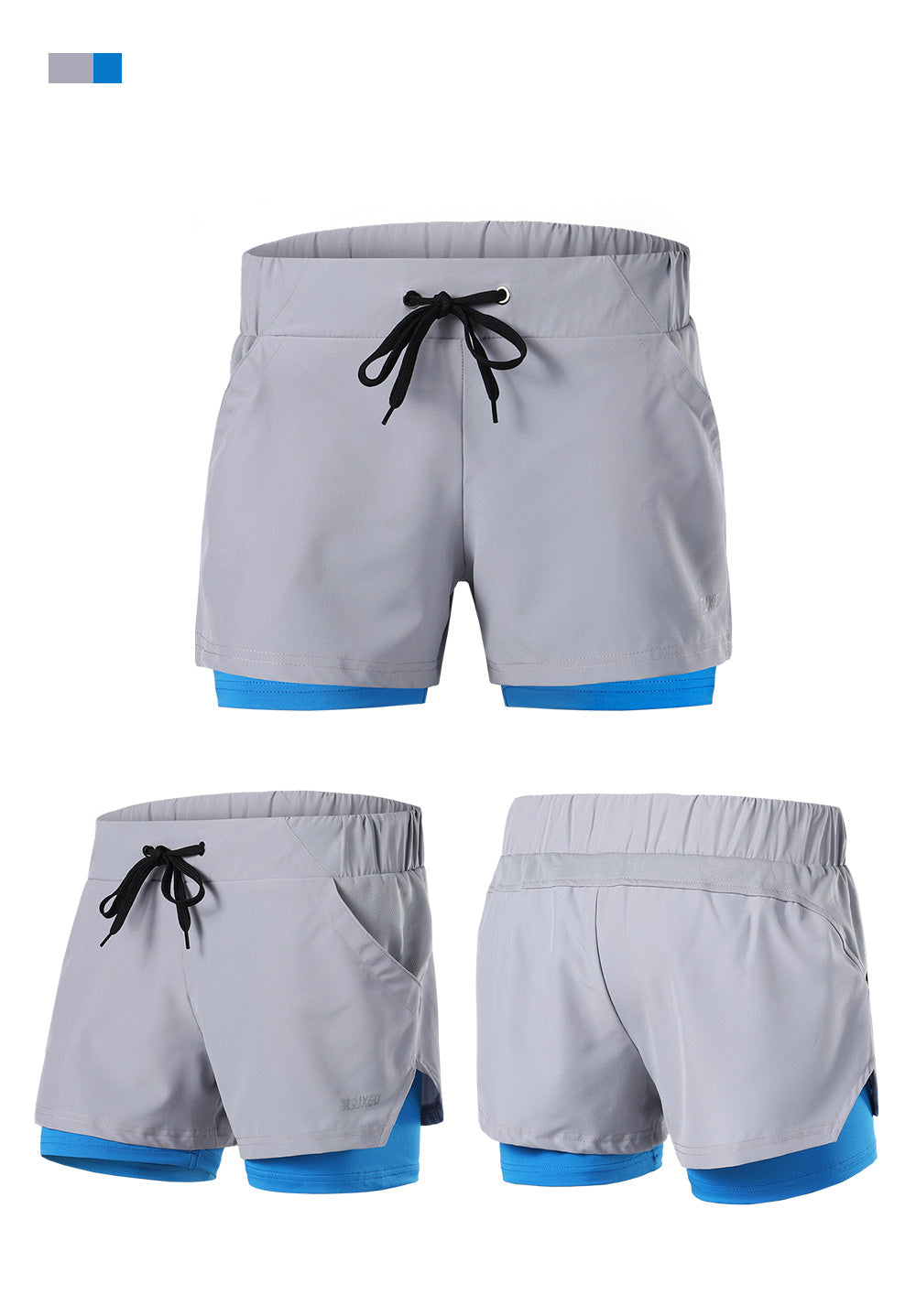 Running Shorts Women 2 in 1 Elastic Waist Gym Jogging Fitness Sports Short Female Reflective Breathable-3