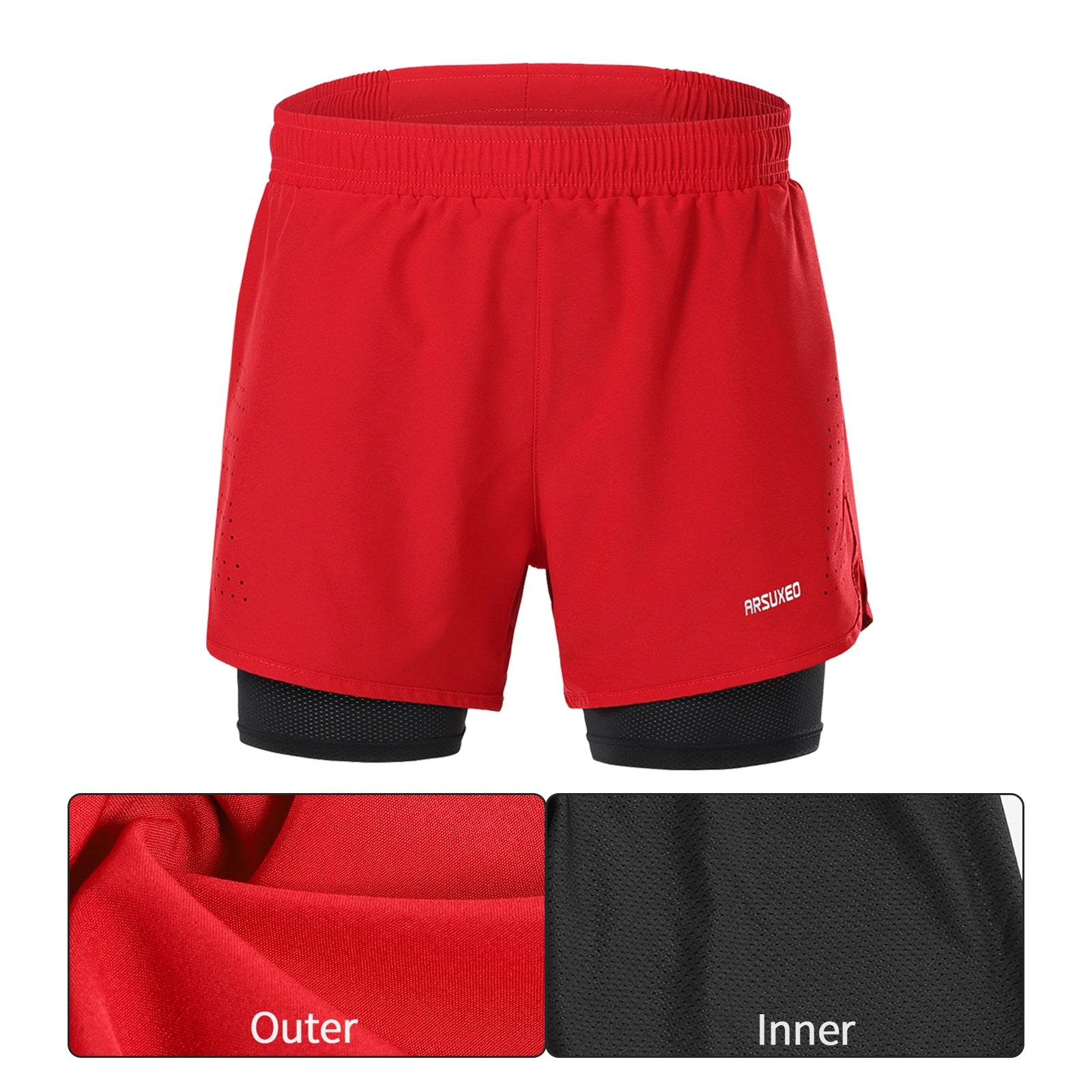 Men Running Shorts Outdoor Sports Training Exercise Jogging Gym Fitness 2 in 1 Shorts with Longer Liner Quick dry-3