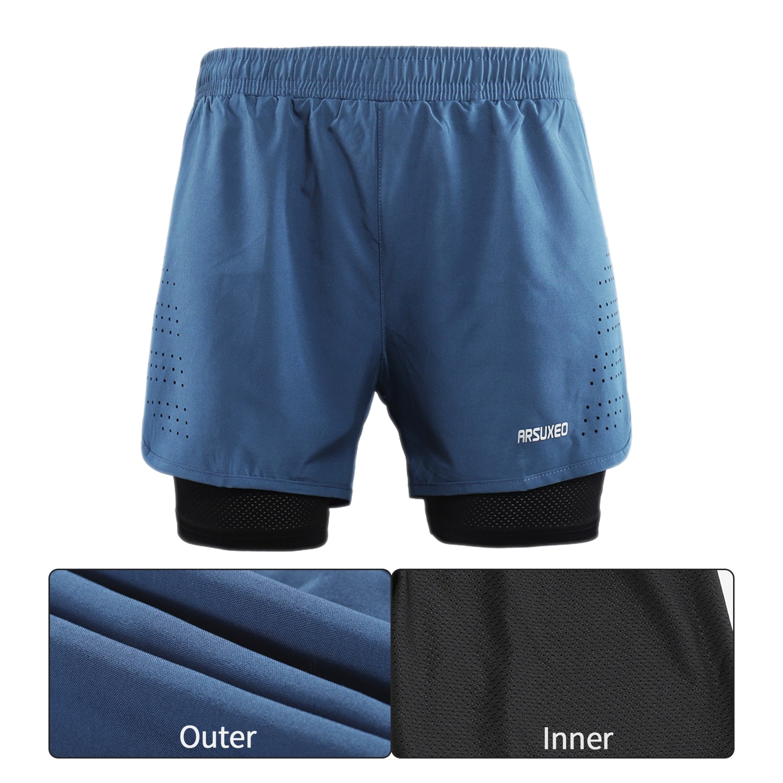 Men Running Shorts Outdoor Sports Training Exercise Jogging Gym Fitness 2 in 1 Shorts with Longer Liner Quick dry-4
