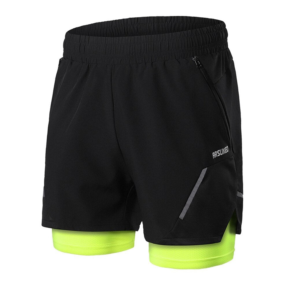 Men Running Shorts Dry Fit 2 in 1 Gym Crossfit Sports Fitness Jogging Workout Training Clothes-0