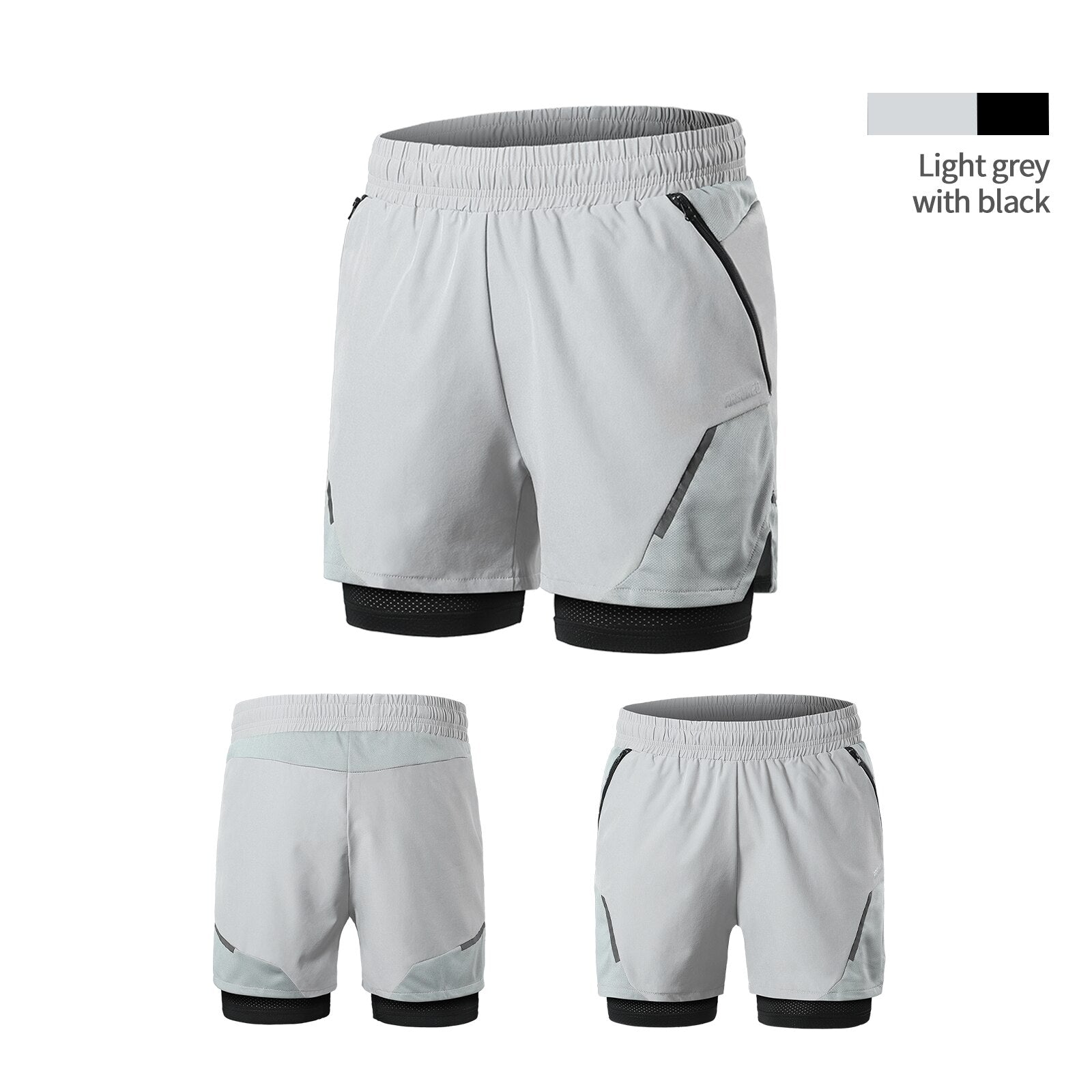 Men Running Shorts Dry Fit 2 in 1 Gym Crossfit Sports Fitness Jogging Workout Training Clothes-3