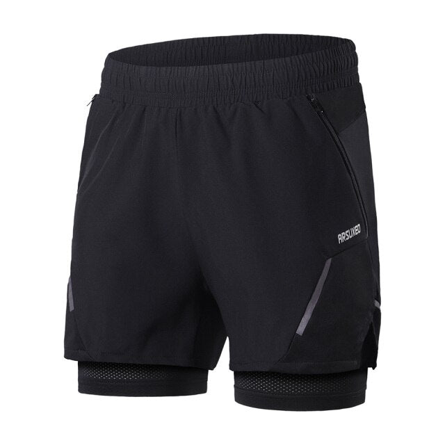 Men Running Shorts Dry Fit 2 in 1 Gym Crossfit Sports Fitness Jogging Workout Training Clothes-4