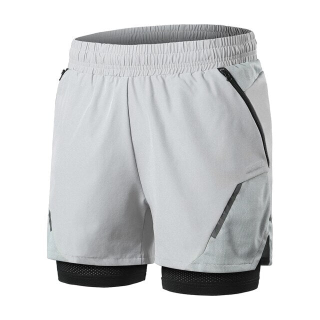 Men Running Shorts Dry Fit 2 in 1 Gym Crossfit Sports Fitness Jogging Workout Training Clothes-2