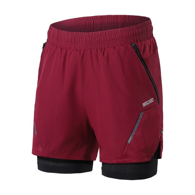 Men Running Shorts Dry Fit 2 in 1 Gym Crossfit Sports Fitness Jogging Workout Training Clothes-5